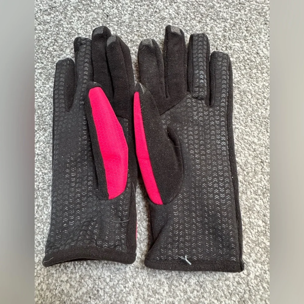 ISOTONER Womens Smart touch Bright Pink BlackTrim Gloves touchscreen compatible - Picture 2 of 6